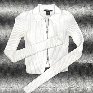 White Double Zip Sweater